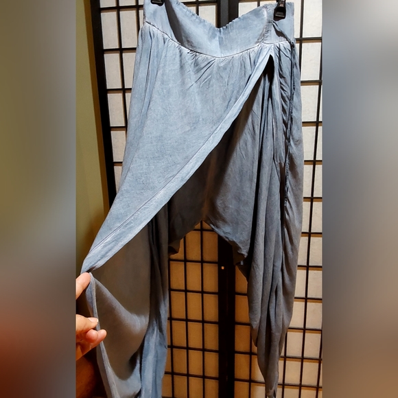 Intimately Free People Act Natural Lounge Pants Drop-Crotch Harem Vibe Blue L - Picture 7 of 14